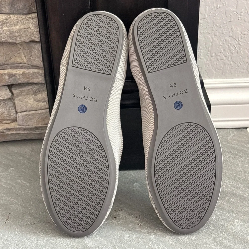 Rothy's The Flat Round Toe Slip-On Ballet Flats Flax Birdseye Womens 9.5